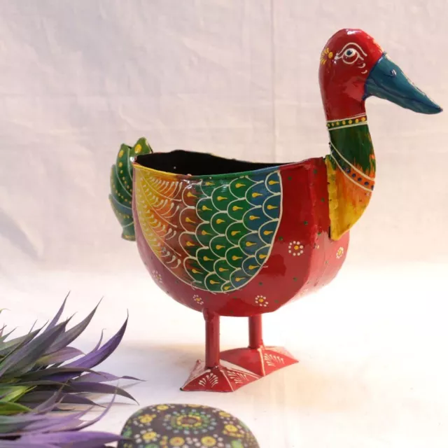 Iron Painted Duck Shape Planter and Utility Holder Plant for Home Decorations
