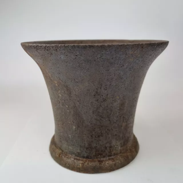 Antique Cast Iron Mortar 19th Century Or Earlier 13cm High x 15.5cm 2.68kg