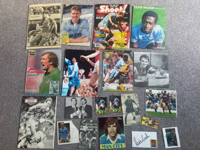 Bundle of MANCHESTER CITY FC Hand SIGNED Pictures x20 Autographs