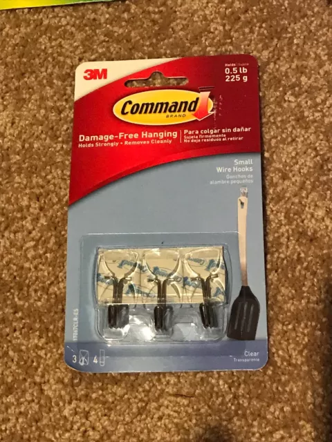 Command Small Wire Hooks, Clear, 3-Hook