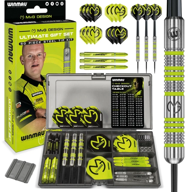 Winmau MVG Steeltip Darts Set 20g, Michael Van Gerwen 50 Piece Ultimate Gift Set