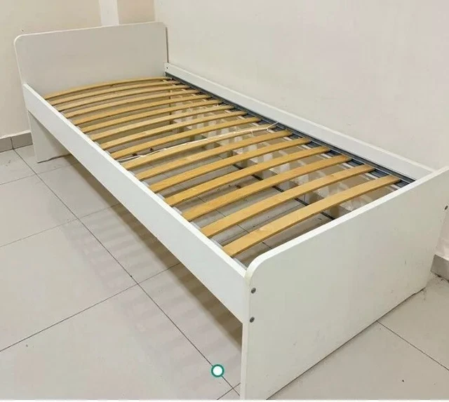 IKEA SLAKT WOODEN Single Bed frame. White. Easy Fit Sprung Slats. (no mattress) £15.00 PicClick UK