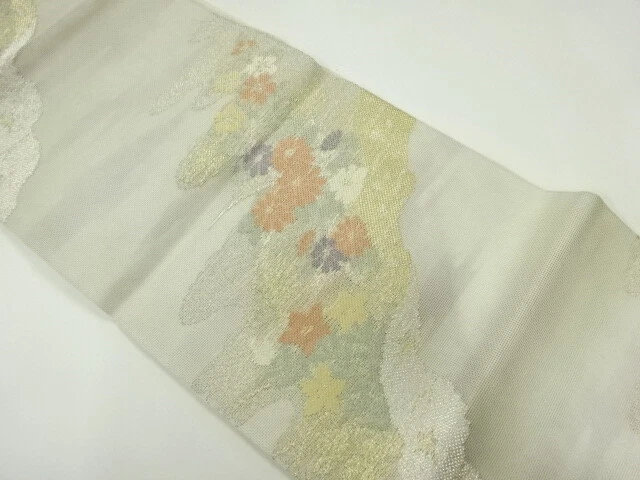 6267952: Japanese Kimono / Antique Fukuro Obi For Summer / Woven Kiku