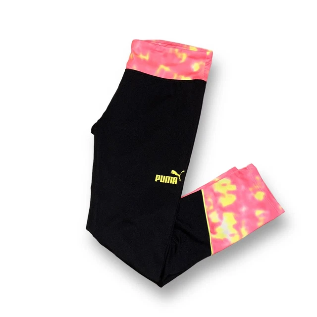 Girls Puma Size 12/14 Black/Pink Athletic Capri Leggings