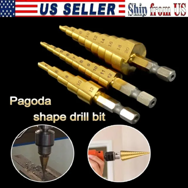 Metric Spiral Flute The Pagoda Shape Hole Cutter Straight &Rotate Step Drill Bit