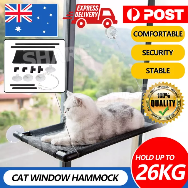 Pet Cat Window Hammock Perch Bed Hold Up To 60lbs Mounted Durable Seat Black