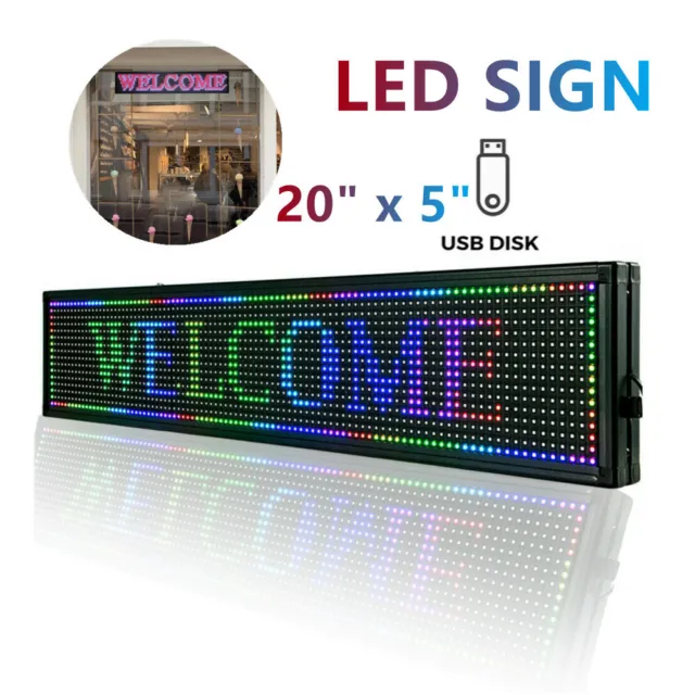 20X5 inch LED Sign P8 Full Color Programmable Scrolling Message Display Board