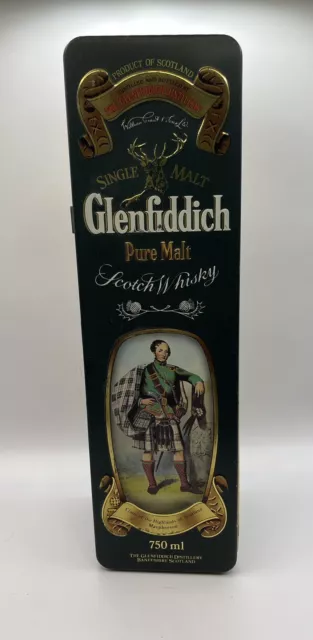 Glenfiddich Scotch Whiskey Tin Empty Container Macpherson Clan