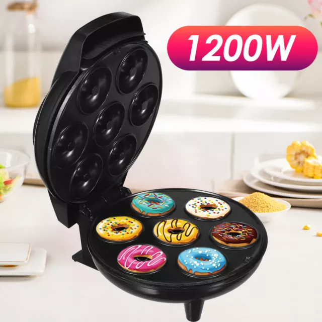 Mini Donut Maker Machine for Kid-Friendly Breakfast, Snacks, Makes 7 Doughnuts