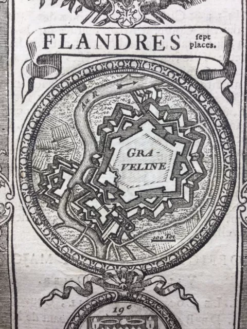 Gravelines 1736 Nord Flandres Rare Gravure Fortification Héraldique Blason