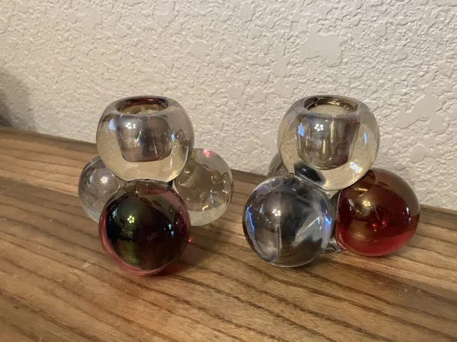 Westmoreland Stacked Glass Balls Candle Holders