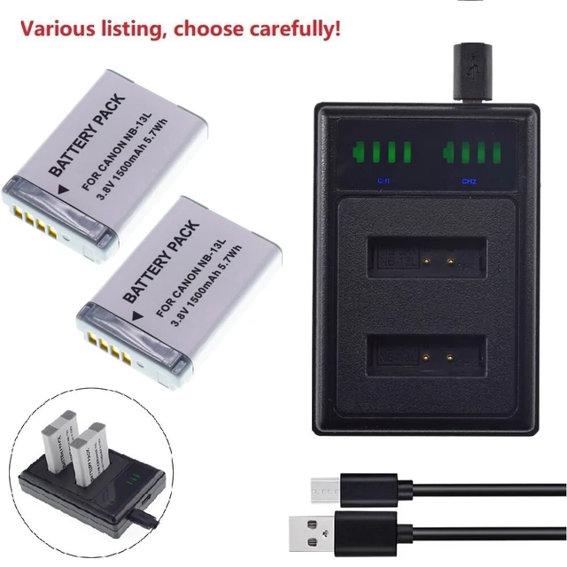 Batteria o caricabatterie per Canon NB-13L PowerShot G5X G7X G9X G7 X Mark II SX620HS