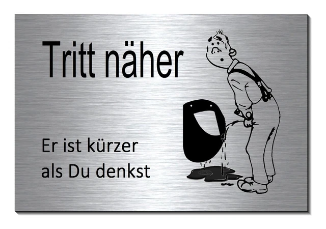 Cartello Divertente Per WC – Tritt Näher Kürzer Als Du Denkst – 30x20 Cm – Plastica - 2