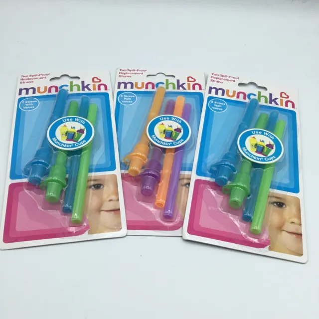MUNCHKIN Lot of 3 Packs Spill Proof Replacement Straws with Valves 2 Per Pack