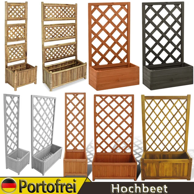 HOCHBEET MIT SPALIER Holz/Bambus Blumenkasten Rankkasten Rankgitter