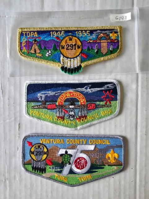 TOPA-TOPA LODGE #231 - VENTURA, 75th OA ANNIVERSARY & 50 yrs OF SERVICE, 3pc SET
