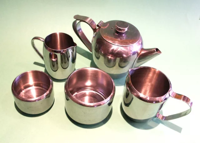 Stainless Steel 4-Piece Teapot Set Plus Cream Jug