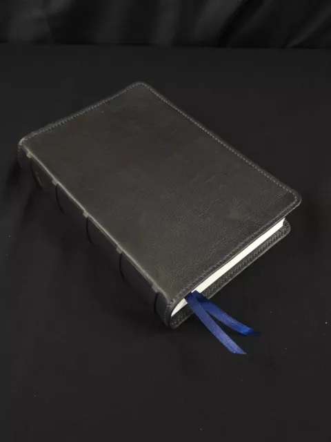 Premium Leather Bible - LSB Large Print Wide Margin Bible in Black Cowhide