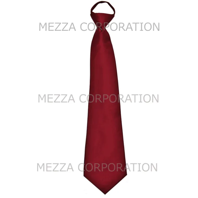 New formal men's pre-tied ready knot necktie polyester solid wedding burgundy