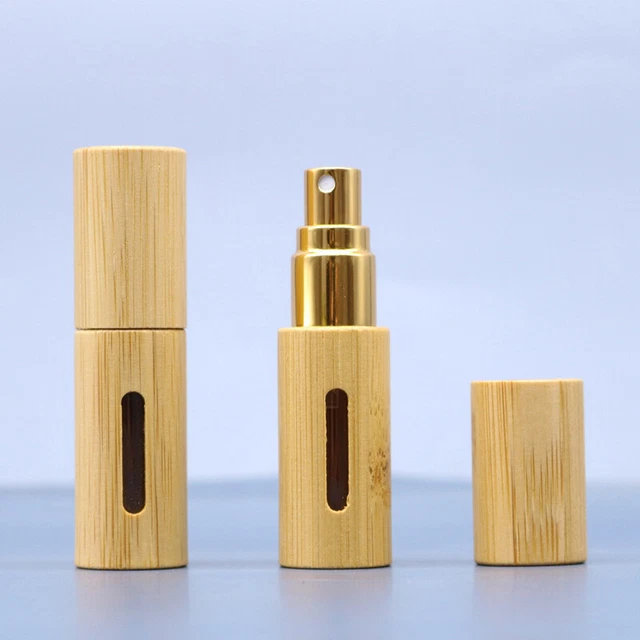 5/10ml Bamboo Wood Empty Spray Refillable Bottle Container Water Atomizer Bo BII