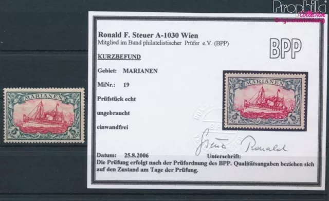 Briefmarken Marianen (Dt. Kolonie) 1901 Mi 19 geprüft mit Falz Schiffe, B (10256