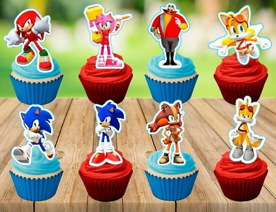 feste a tema sonico per bambini baby shower compleanni 25 pezzi Sonic Cupcake topper Wopin Feste a Tema Sonic Forniture,decorazione per feste di compleanno,decorazione per torte soniche 