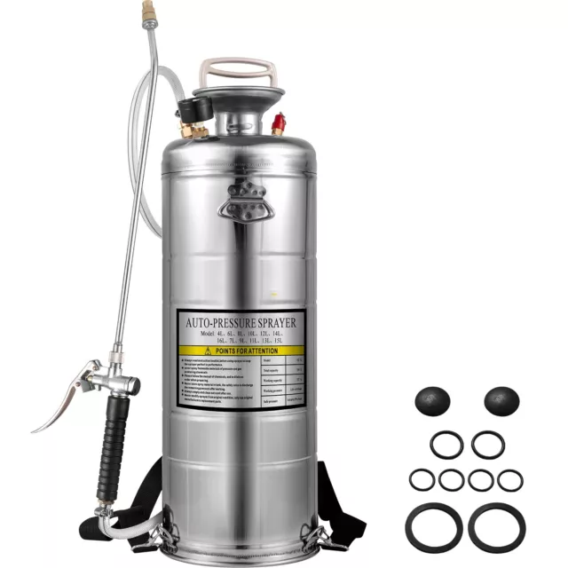 BENTISM 3.5 Gallon Stainless Steel Industrial Hand-Pumped Sprayer BENTISM 3.5 Gallon Stainless Steel Industrial Hand-Pumped Sprayer
