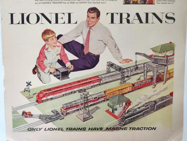 Dad And Son Lionel Model Train Vtg 1954 Ad Magazine Print Boy Railroad Toy