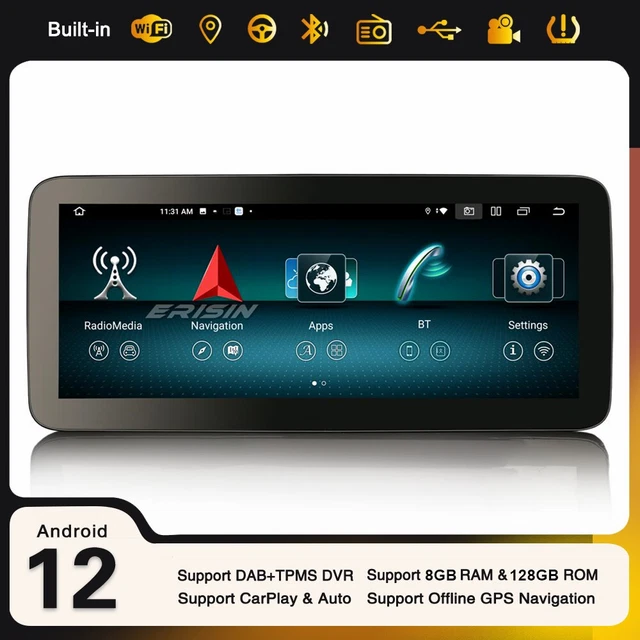 Autoradio Android 13 Mercedes Classe E W212 - 12.3" 8Go/128Go, GPS, CarPlay, DAB+