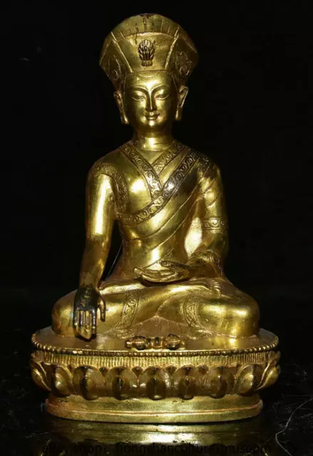 8.4" Rare old Tibet Copper Gilt Buddhism temple Je Tsongkhapa Buddha Statue