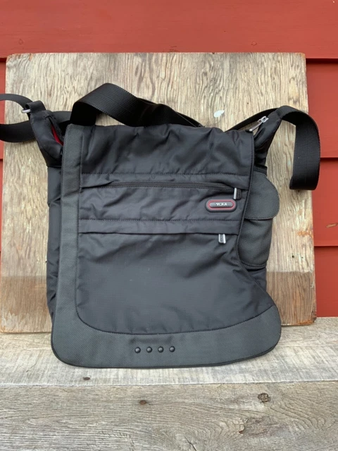 Tumi Black Nylon Messenger Crossbody Laptop Bag, Unisex