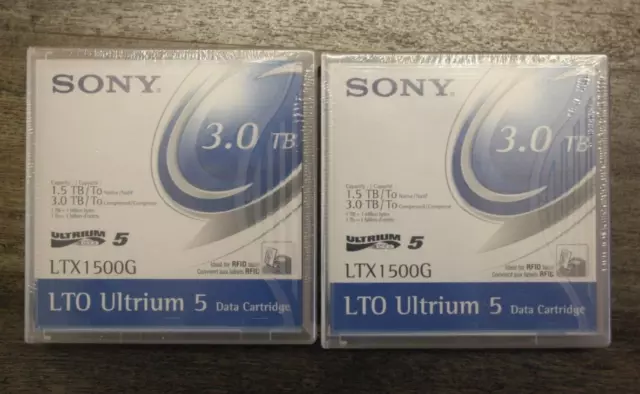 2 x SONY LTO 5 / Ultrium 5 tape - 1.5 TB / 3.0 TB LTX 1500G neuf blister