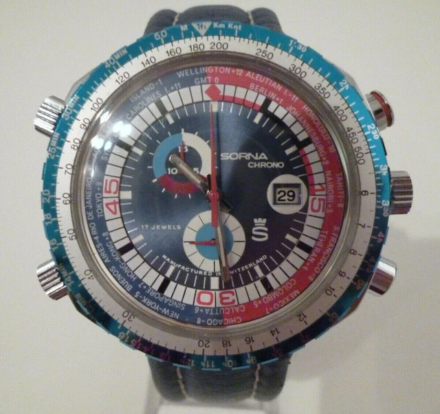 Montre Vintage Sorna à Cadran Psychédélique - Pour Homme - Occasion Portée