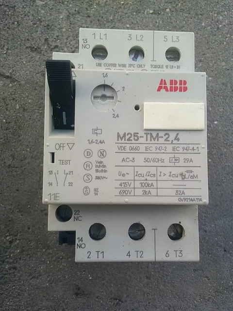 Disjoncteur 3 pôles - abb s203l - 25a - courbe c - bornes à vis - 6 ka