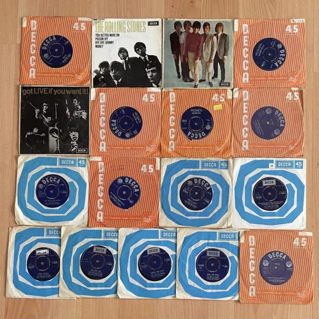 THE ROLLING STONES  Lot of  17 1960s 7" singles  PLAY TESTED