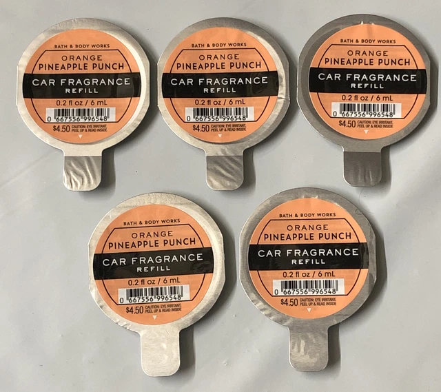 X 5~NEW Orange Pineapple Punch Scentportable CAR Refills Bath & Body Works
