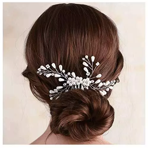 Bridal Pearl Hair Comb Silver Wedding Hair Accessories For Bride And Bridesmaids