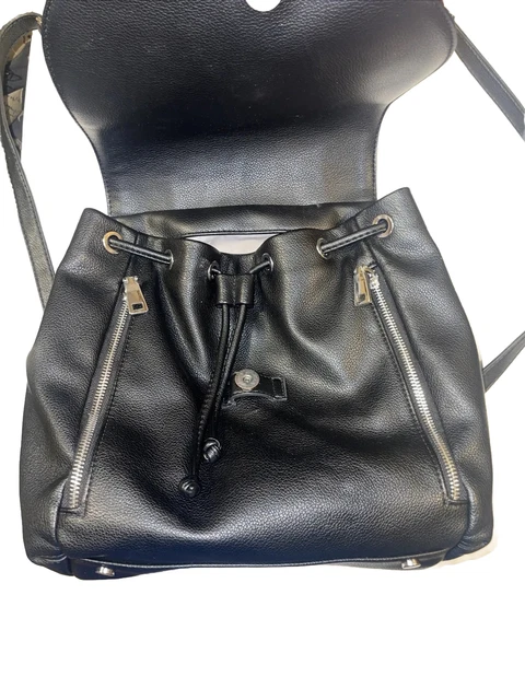 INC Backpack convertible Shoulder-Bag Crossbody Large Black Vegan Leather NWT