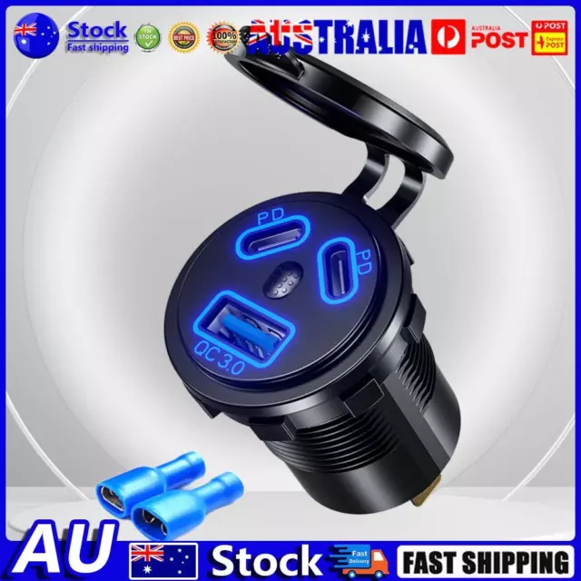 AU 45W USB Charger Socket Dual PD Type-C Car Power Adapter QC3.0 for Auto Boat A