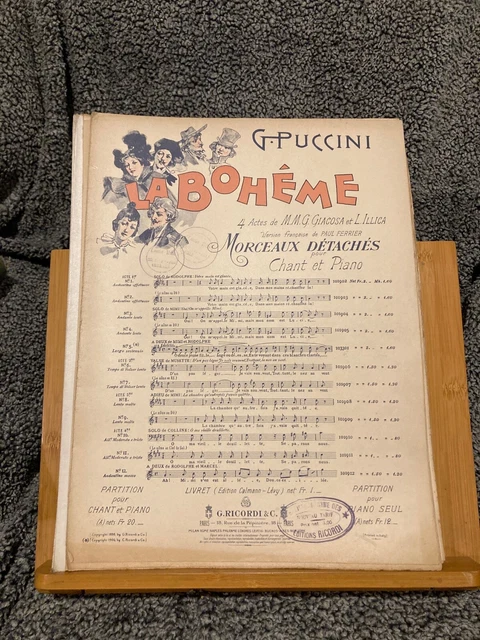G. Puccini La Bohème n°1 solo de Rodolphe partition chant piano ed. Ricordi