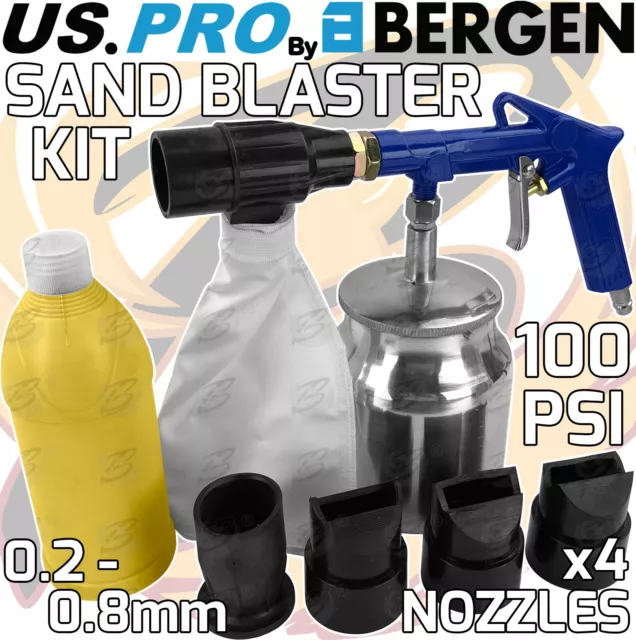 BERGEN Air Shot Sand Blaster Body Shop Blasting Kit With Grit & Nozzles 100psi