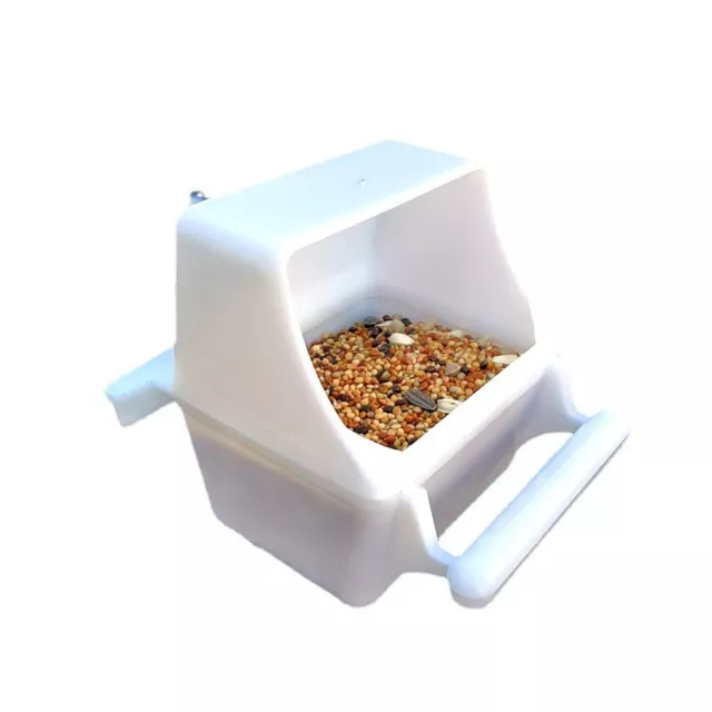 Comederos colgantes para pájaros contenedor de plástico para alimentos para periquitos caja de comida lata blanca