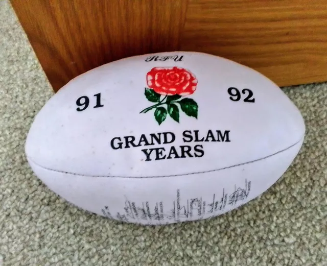 Vintage England Grand Slam Rugby Ball 1991-92, Display Only, Gilbert Size 5 Rare