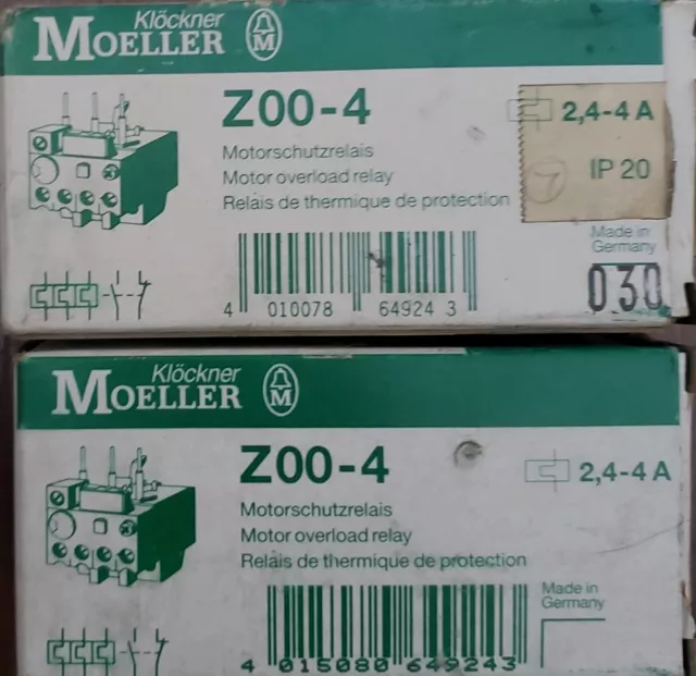 Klockner Moeller Z00-4 Thermal Overload Relay 2.4-4 Amp