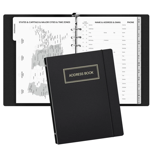 Refillable Address Book with Alphabetical Tabs - 368 Entry Spaces