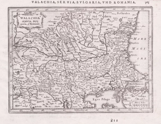 Walachei Walachia Valahia Serbia Bulgaria Romania map Karte Mercator 1651