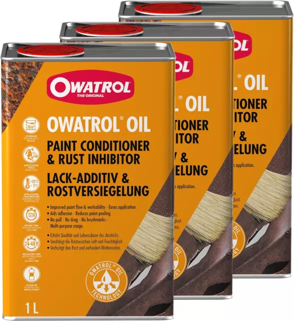 3 X Owatrol OWATROL OIL Additivo Antiruggine multifunzionale vernice 1 LT