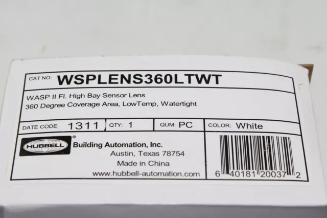 Hubbell Wsplens360Ltwt Wasp High Bay Sensor 360 Degree Low Temp Watertight White 3