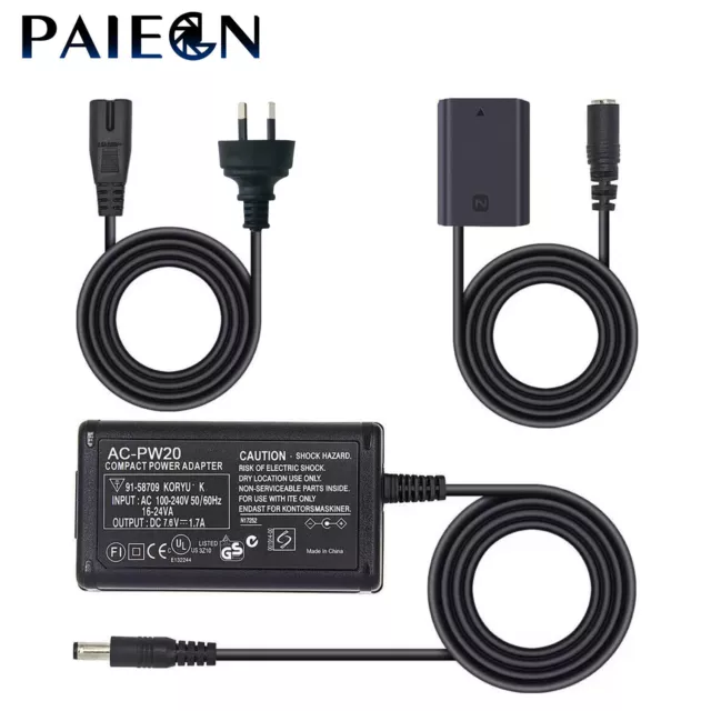 Paiegn NP-FZ100 AC Power Adapter Charger Dummy Battery For Sony Alpha1 A7C A7M3