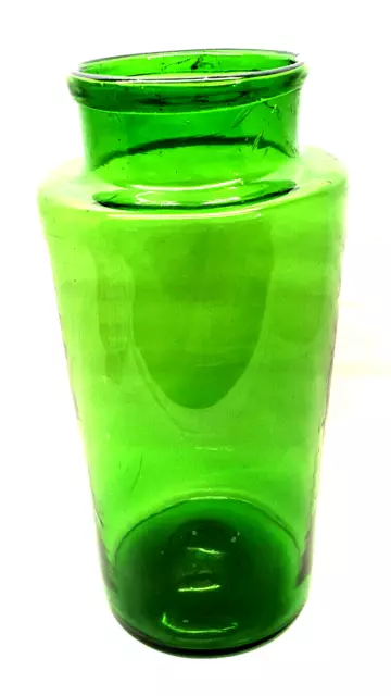 Antik Großer -glas Apotheke 34 CM aus Glas Mundgeblasen Grün Dekoration Vintage